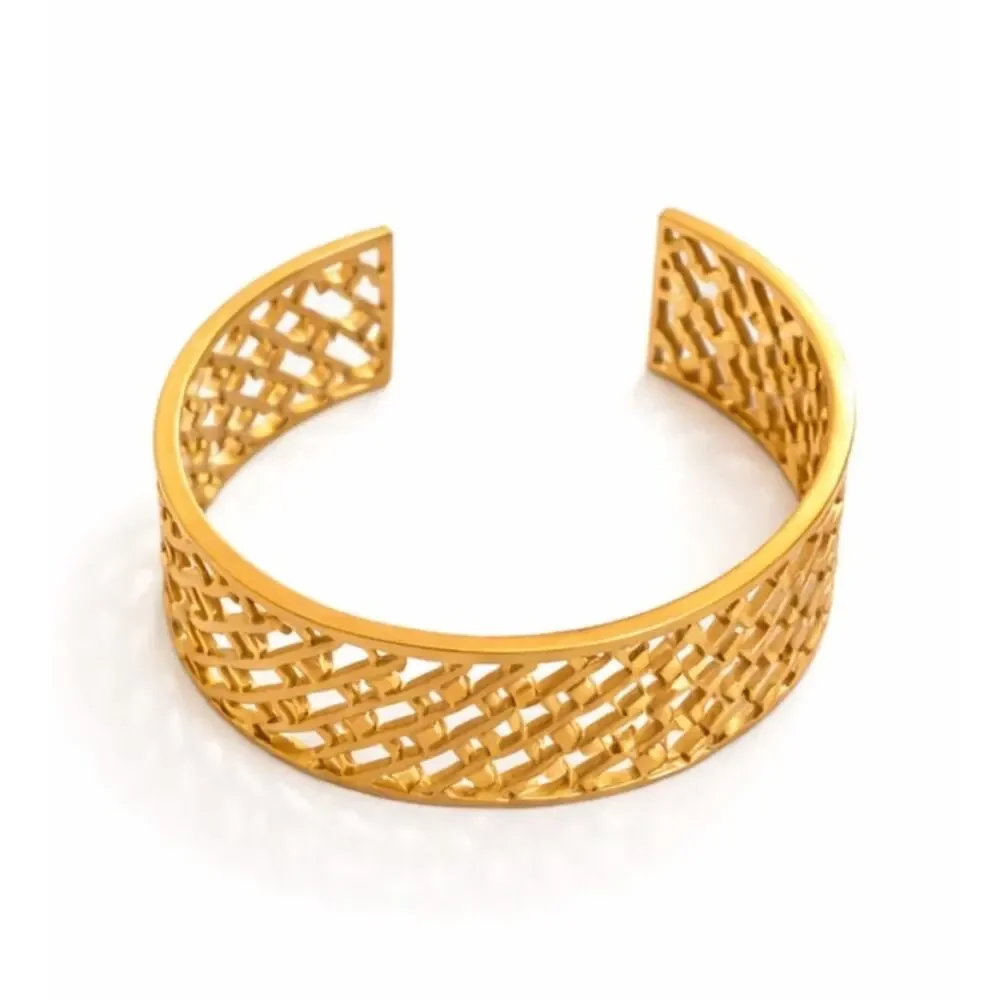Tory Burch Gold Plated Statement Logo T Wide Cuff Bracelet NWOT